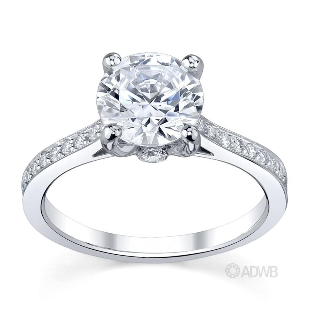 Cushion Cut Solitaire Diamond Engagement Ring, 4 Claw Set on a Round  Tapered Band with an